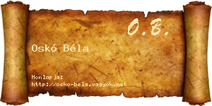 Oskó Béla névjegykártya